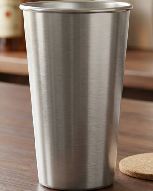 Munio Single-Wall Stainless Steel Beer Cup 16 fl oz Brushed Silver - Lifestyle view