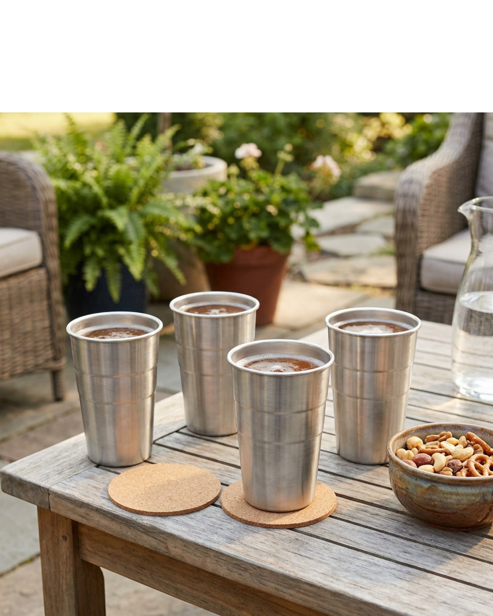 Munio Brushed Stainless Beer Pint Cup 16 oz 4 Pack