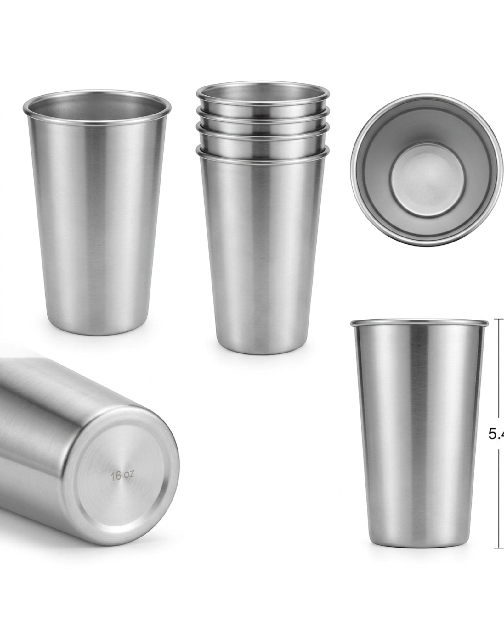 Munio Brushed Stainless Beer Pint Cup 16 oz 4 Pack