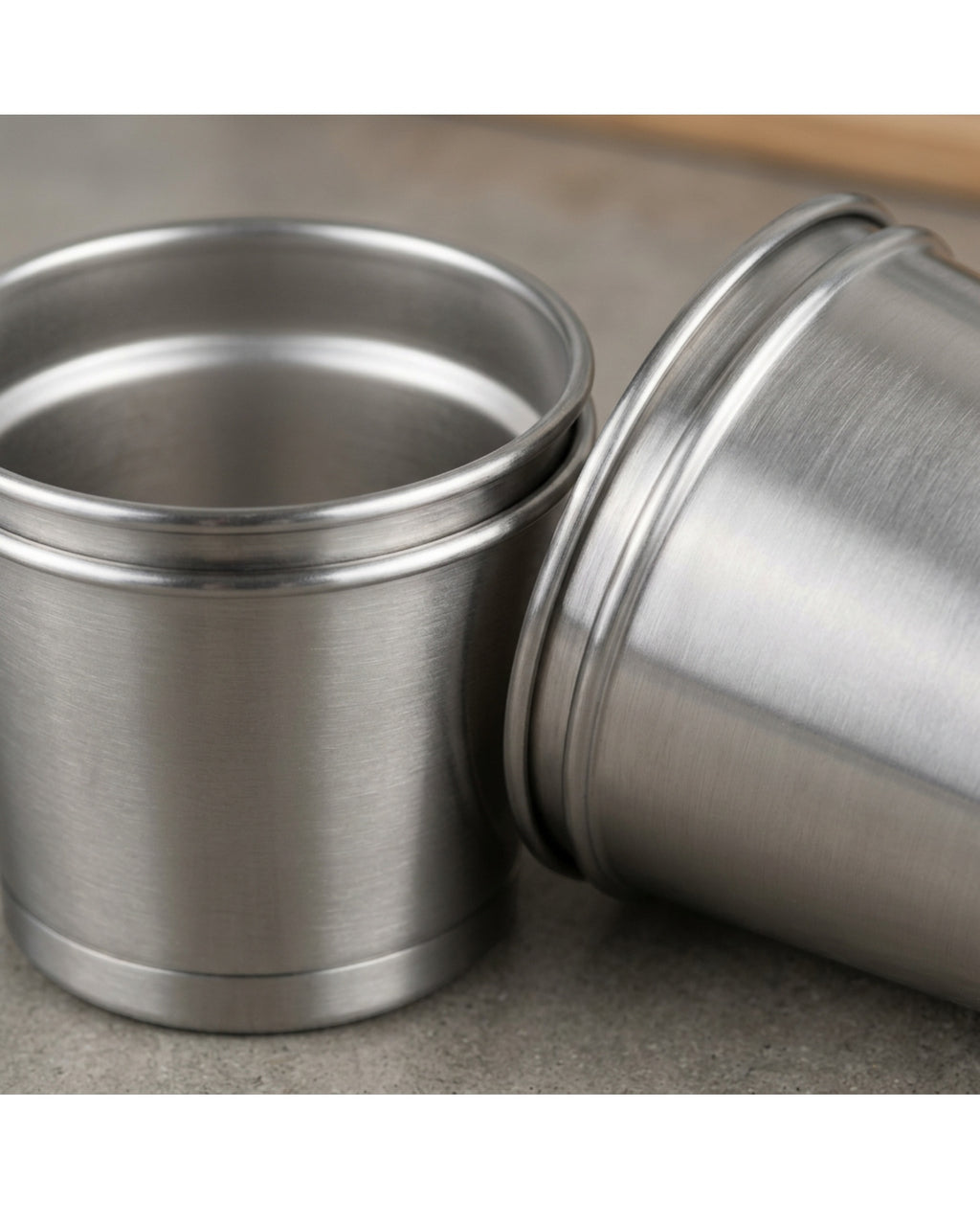 Munio Stackable Single-Wall Stainless Steel Beer Cup Pair 12 fl oz Satin Silver - Detail view