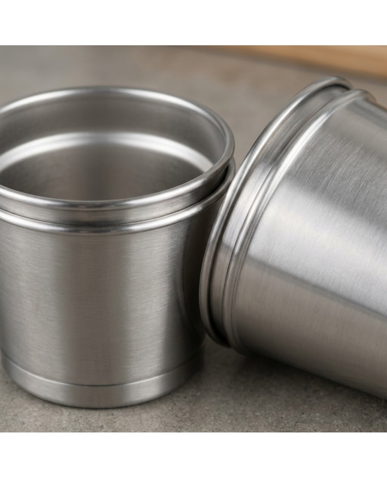 Munio Stackable Single-Wall Stainless Steel Beer Cup Pair 12 fl oz Satin Silver - Detail view