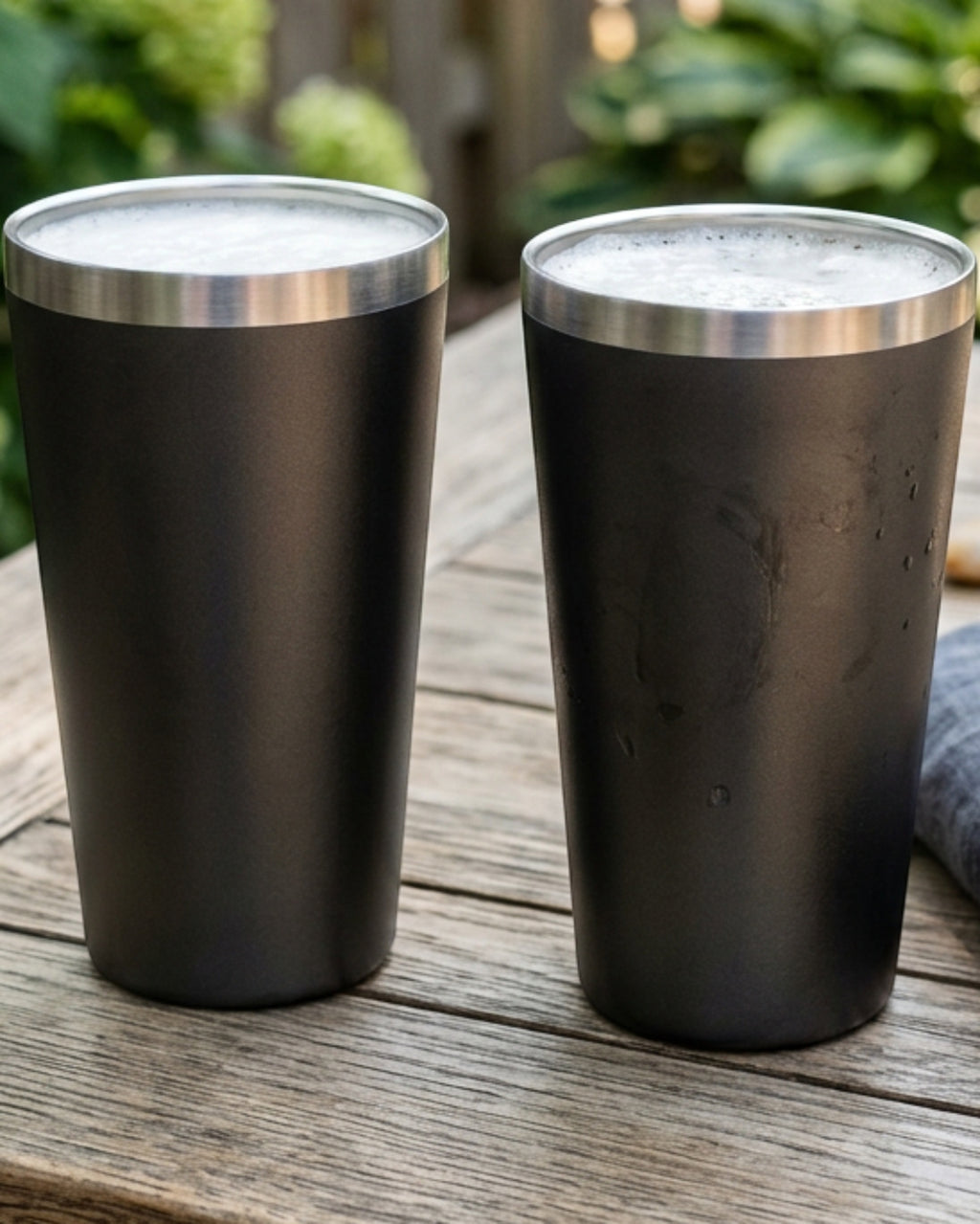Munio Tapered Stainless Ale Cup Graphite 18 oz Pair