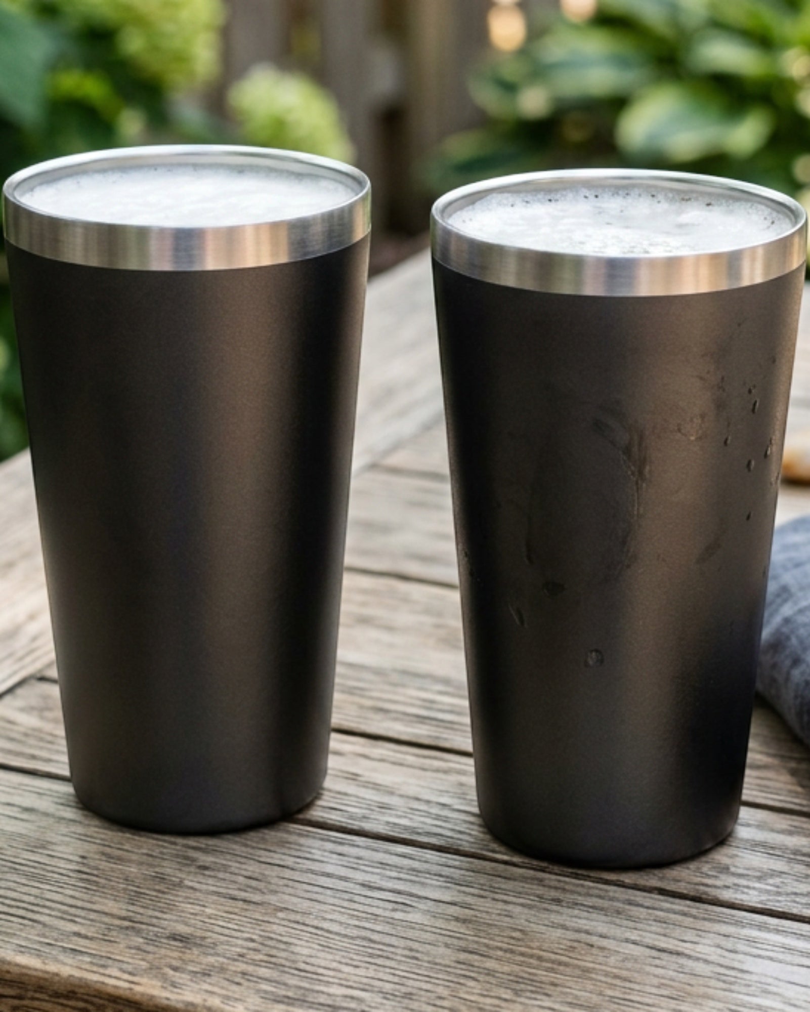 Munio Tapered Stainless Ale Cup Graphite 18 oz Pair