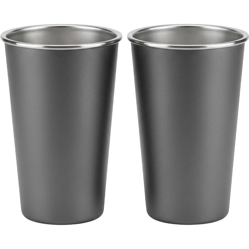 Munio Tapered Stainless Ale Cup Graphite 18 oz Pair