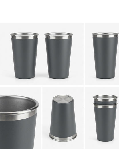 Munio Tapered Stainless Ale Cup Graphite 18 oz Pair